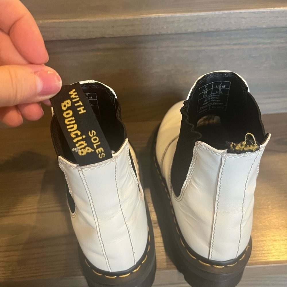 Dr. Martens White Leather Platform Chelsea Boot - Picture 8 of 14